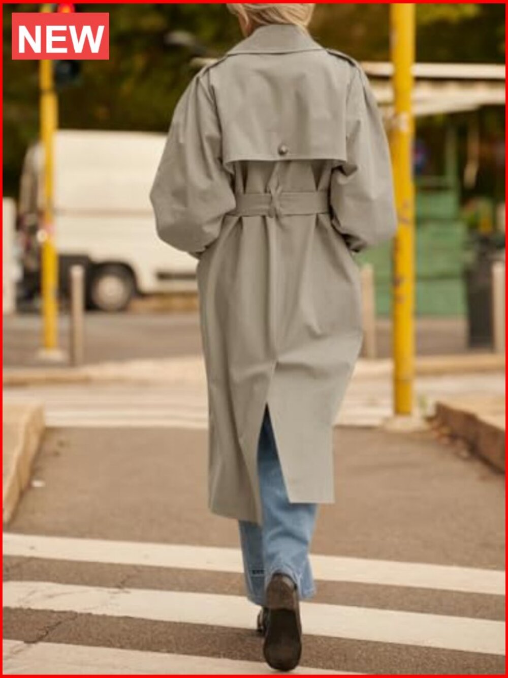 Oversized Double Breasted Trench Coat with Belt - Picture 5 of 7